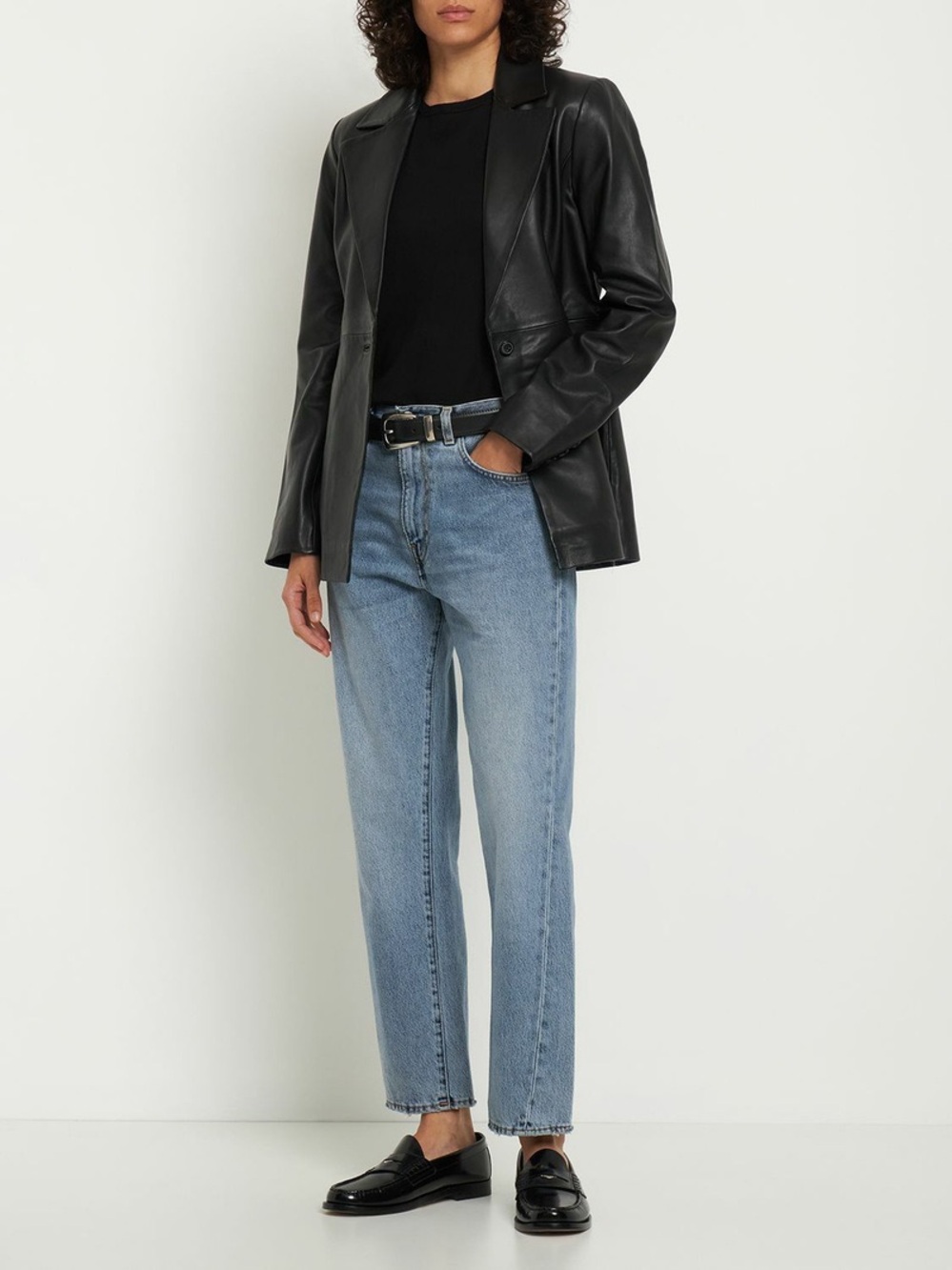 Reformation Veda Medium Black Leather Blazer